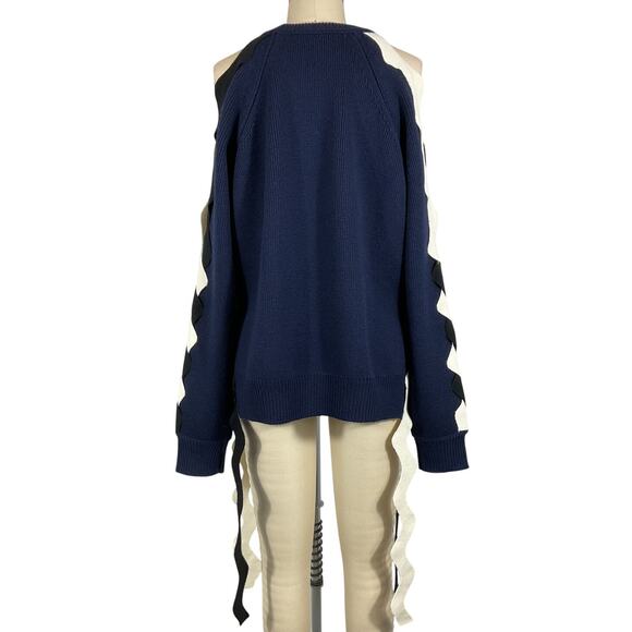 Monse Bold Midnight Ric Rac Sleeve Sweater Size S - Picture 3 of 6